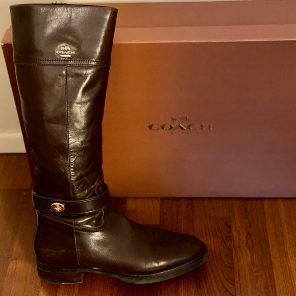 Coach dark brown leather riding boots - Picture 1 of 6